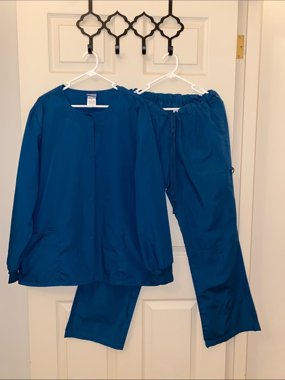 Cherokee Scrub Pants and Jacket Set in Teal Blue